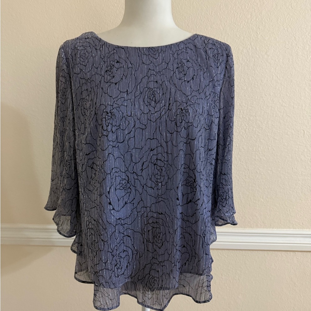 Alex Evenings Lavender Floral Blouse